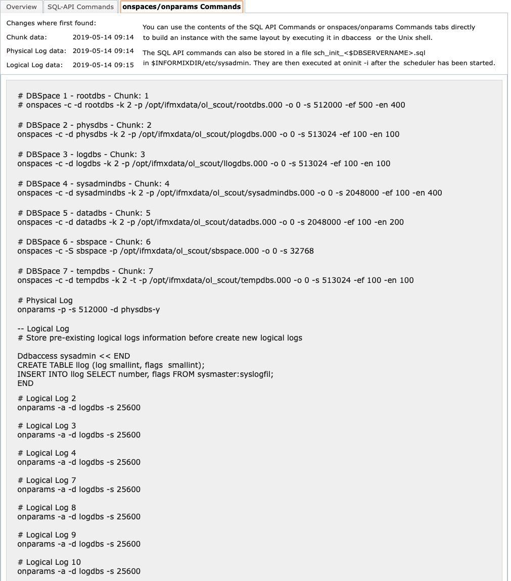 Admin-Scout DBSpace History SQL Commands