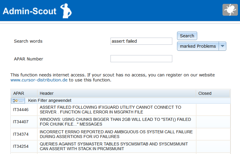 Informix Bugrecherche