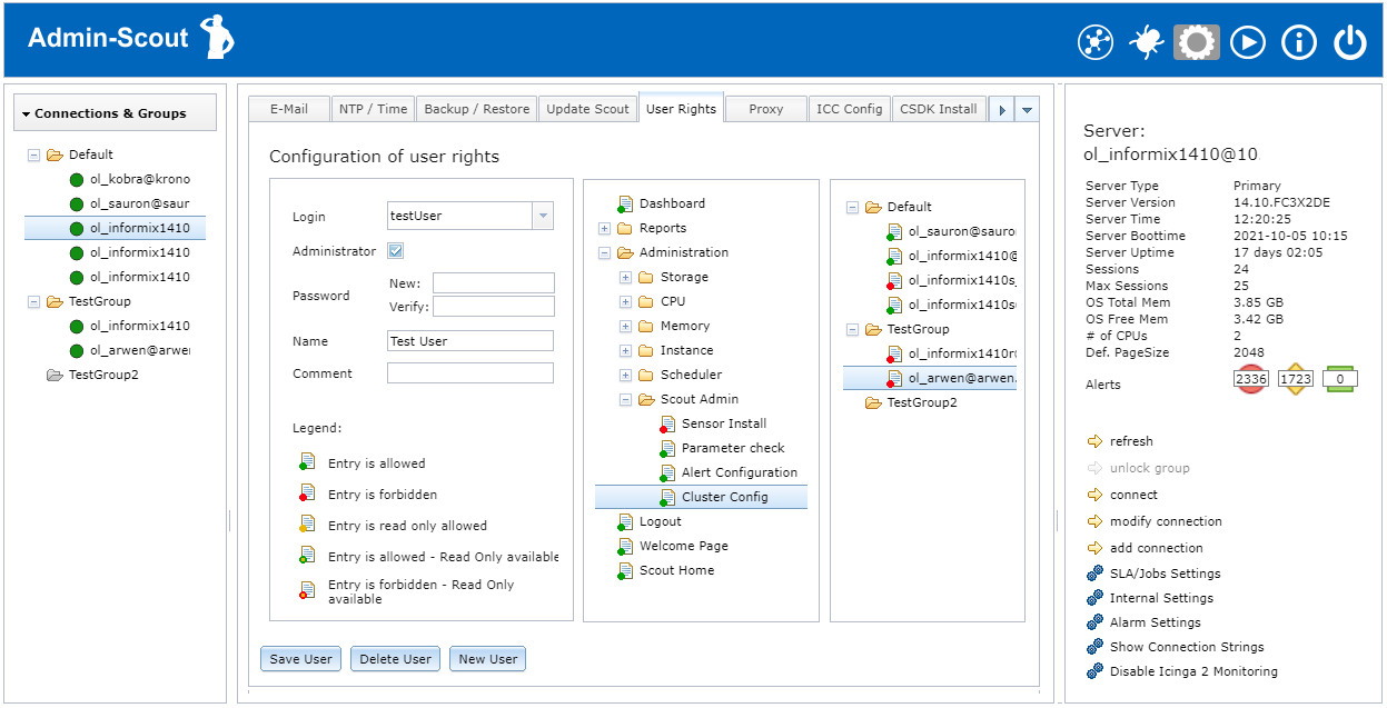 Admin-Scout for Informix - Userverwaltung