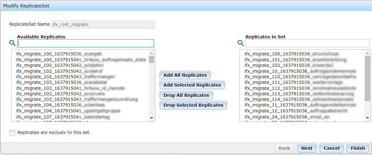 Informix Enterprise Replication - Node Details - Replicate Sets