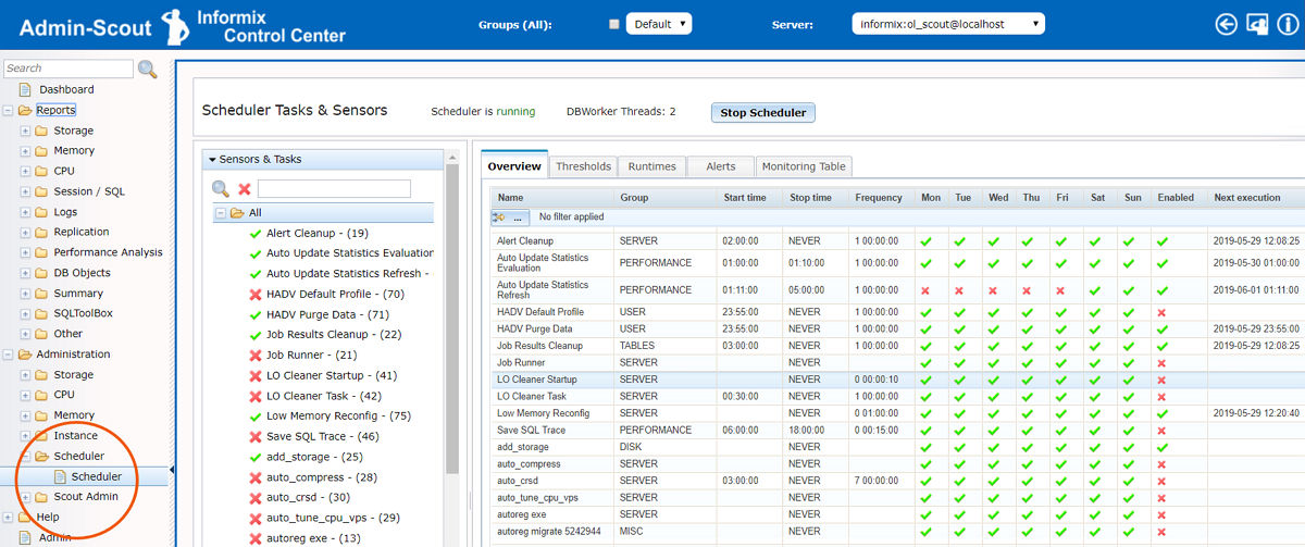 Informix 14.10 Administration Scheduler Modul Overview